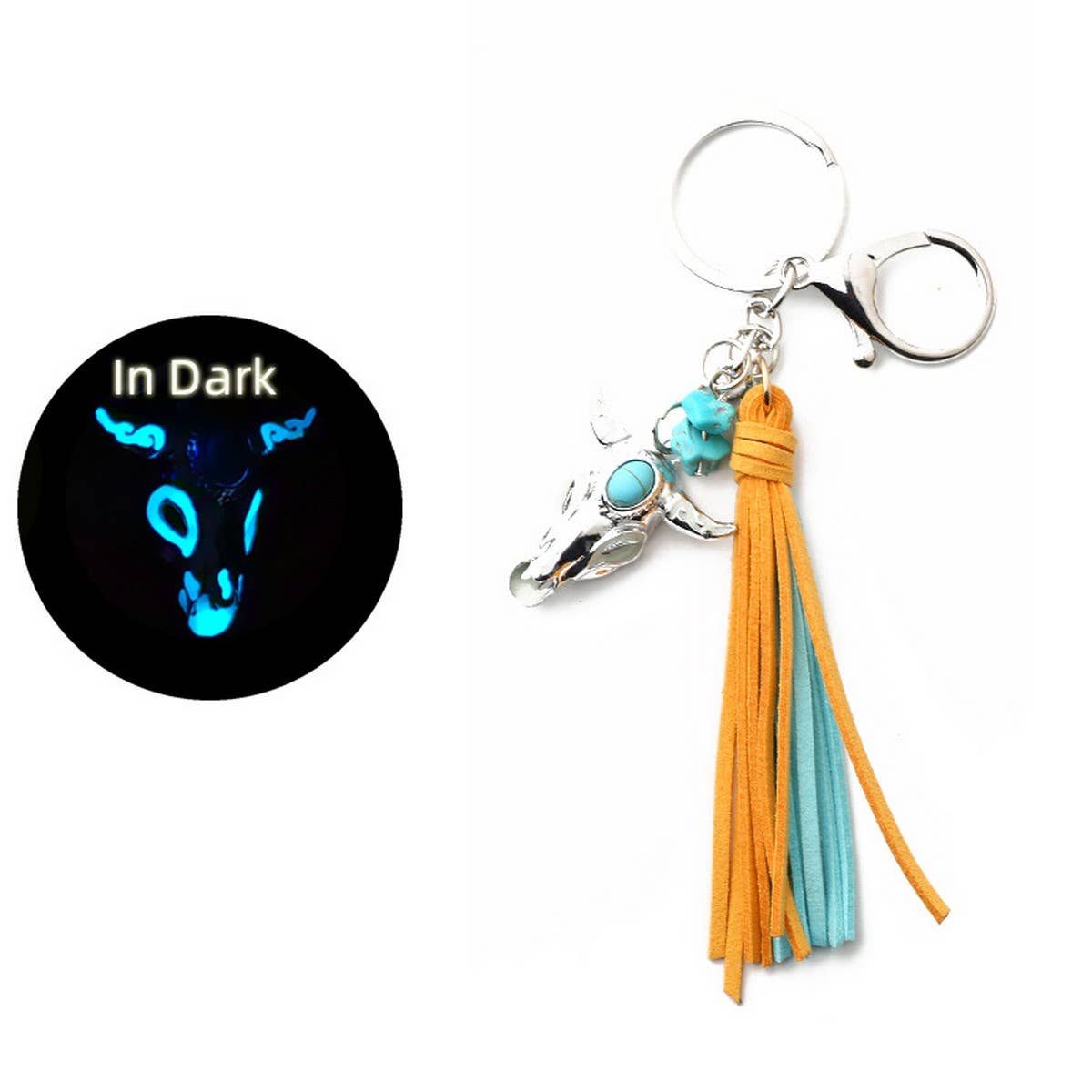 Vintage Western Glow-in-the-Dark Bull Keychain