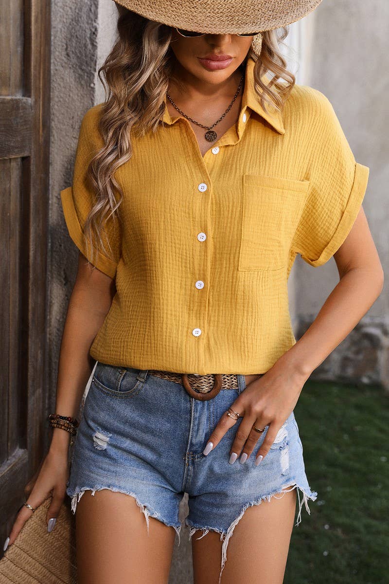 CWTSTS0324_Open Front Short Sleeved Shirt Top