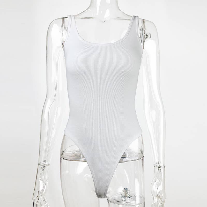 Backless tight solid color tank top onesie