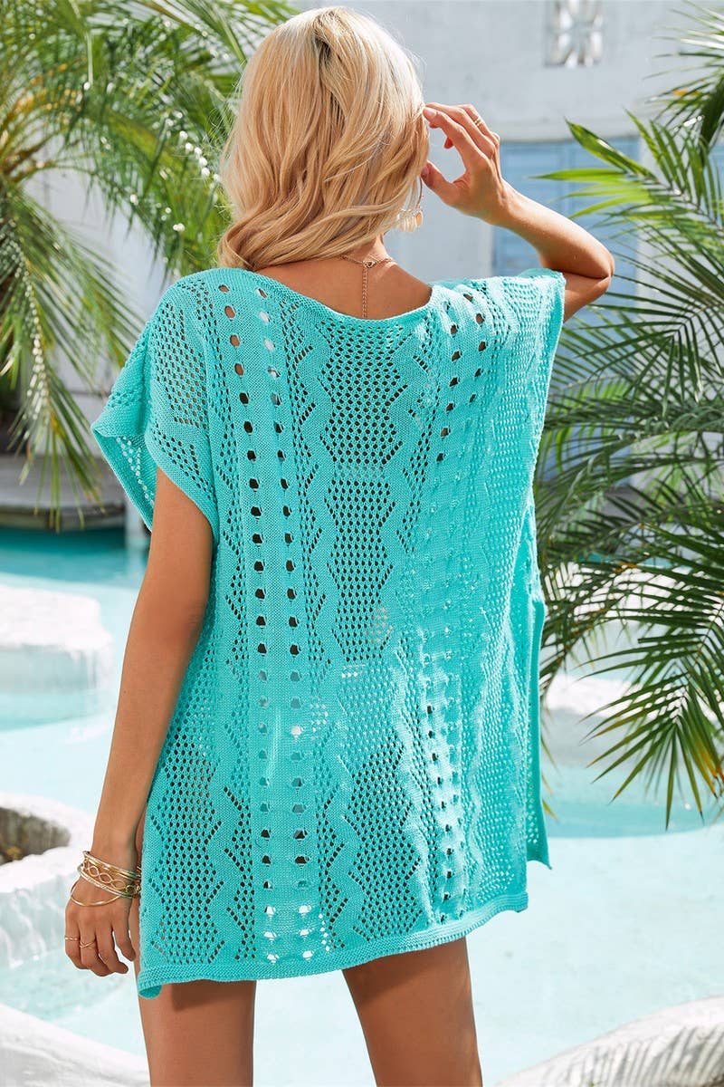 CWOSWS0030_Crochet Bikini Cover V-Neck Beach Top Sweater