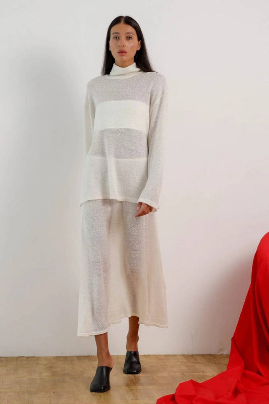 CWSTB1519_SOLID COLOR SEE-THROUGH KNITTED LONG-SLEEVED SUIT