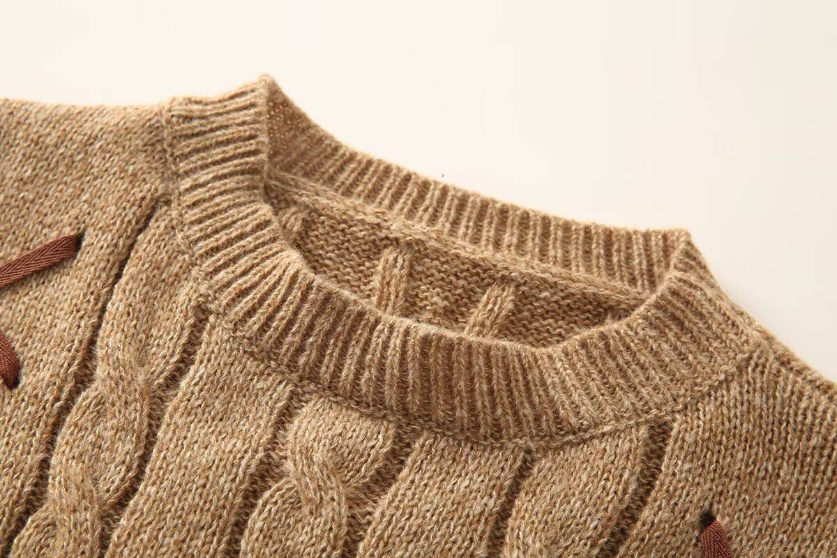 DESIGN SENSE TWIST COLOR CONTRAST STRAP SWEATER