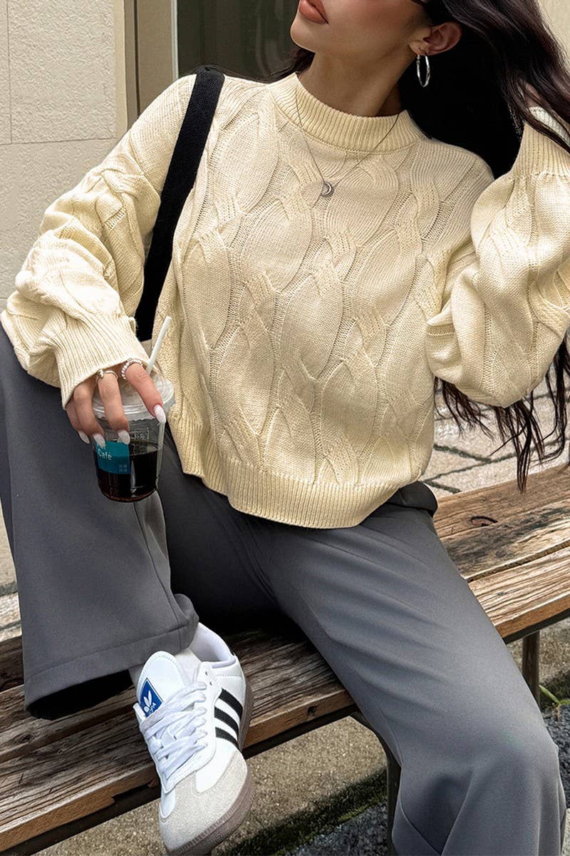 CWOSWL07488_CASUAL SOLID PULLOVER LONG SLEEVE SWEATER