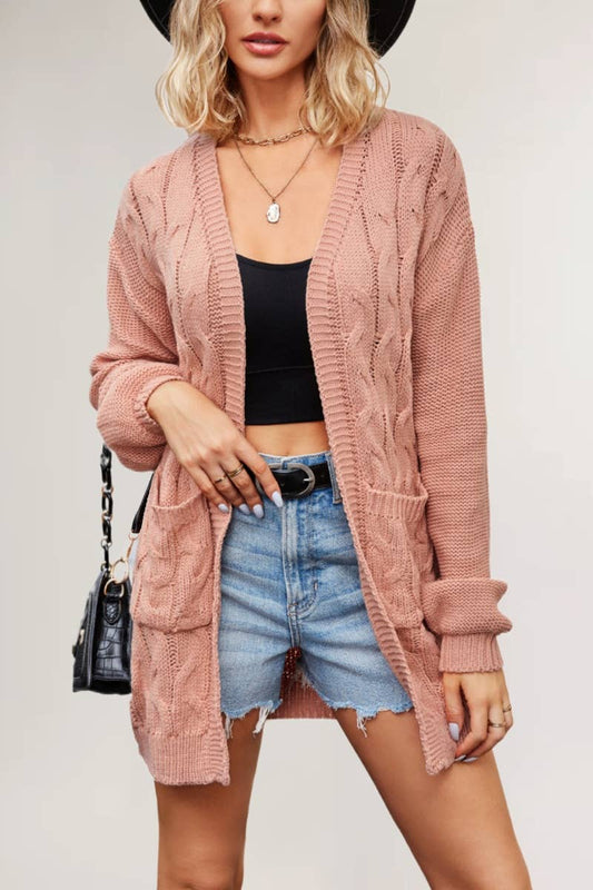 CWOCAL1827_FALL BUTTON-FREE LONG-SLEEVED CARDIGAN