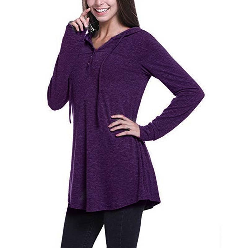 CWOHOL0286_Crew Neck Pullover Hoodie Casual Top