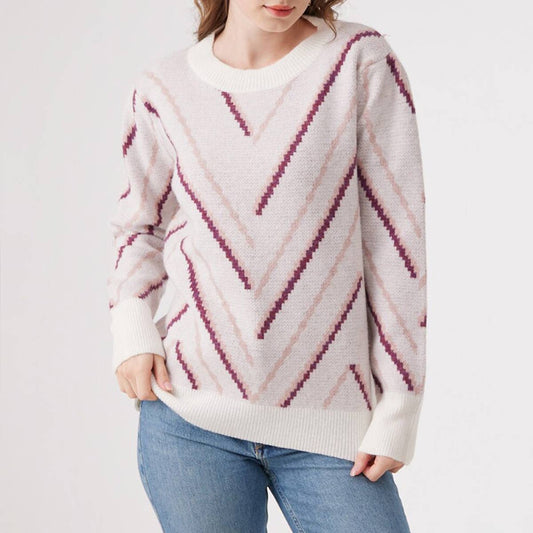 CREW-NECK FRENCH RETRO SLIMMING PULLOVER SWEATER
