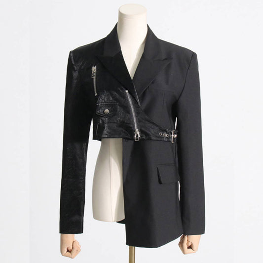 Asymmetrical Moto Blazer – Slim Fit Street Style_CWOCO1238