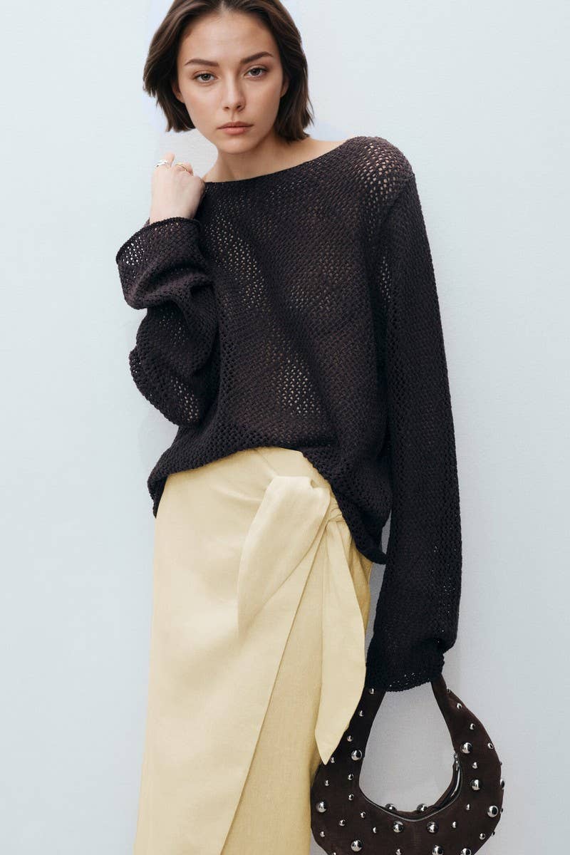 CWBMS0468_SOLID SUMMER MIDI IRREGULAR CASUAL SKIRT