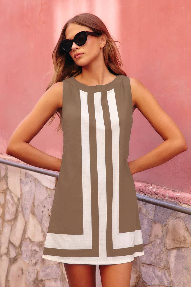 CWDSD8064_SUMMER HOLIDAY STYLE SLEEVELESS CASUAL DRESS