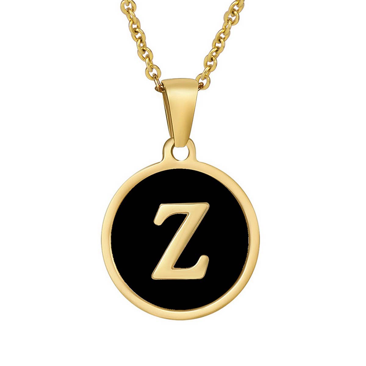 CIRCULAR SHELL ENGLISH LETTER PENDANT NECKLACE