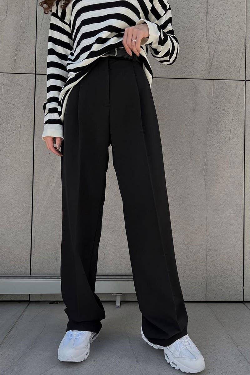 CWBLP2054_ELEGANT HIGH WAIST WIDE LEG OFFICE TROUSERS