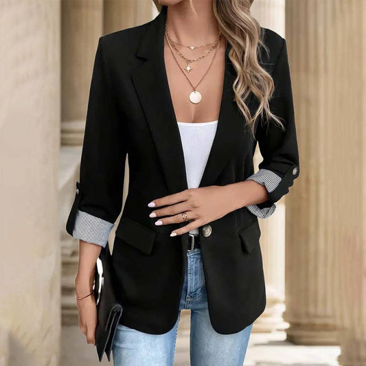BUTTON-UP SUIT SLIM SUIT JACKET WITH ROLL SLEEVES