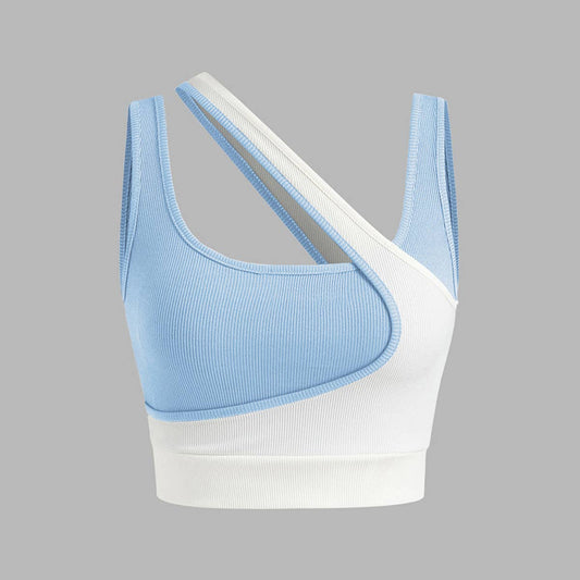 Contrasting colors and stripes form-fitting vest