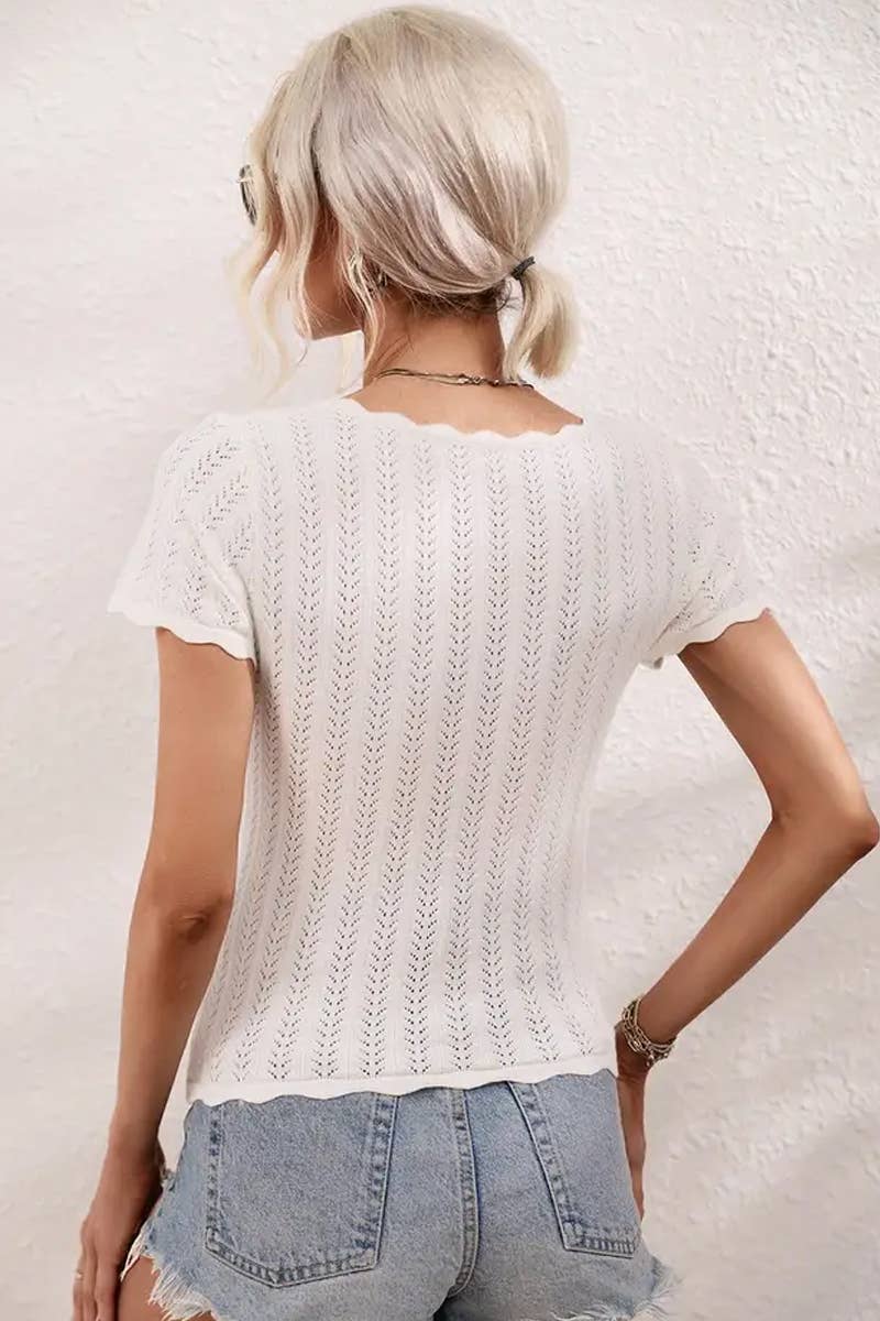 CWTBLS1765_SUMMER U-NECK CASUAL SOLID COLOR SWEATER