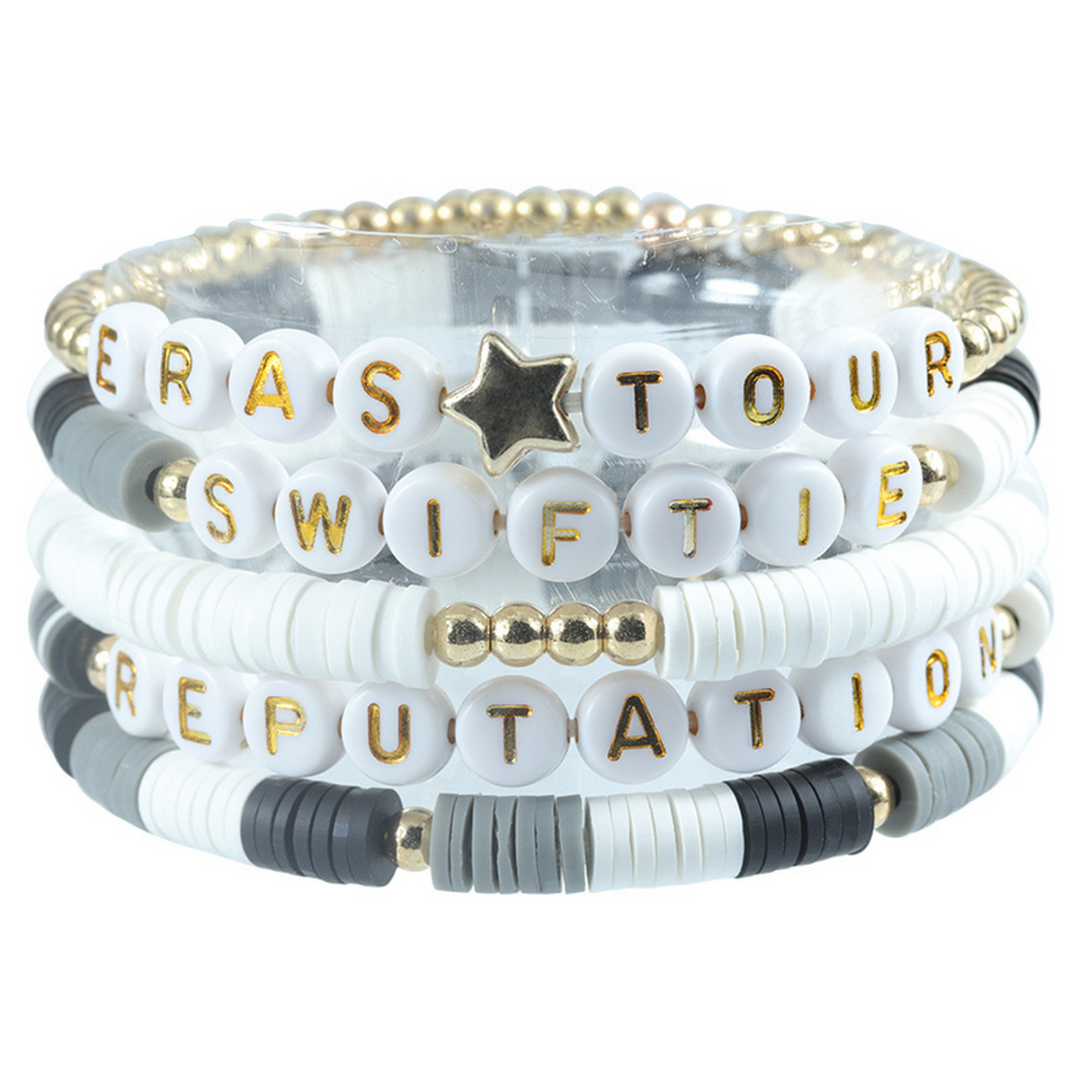 Multilayer Elastic Letter Bead Bracelets Set