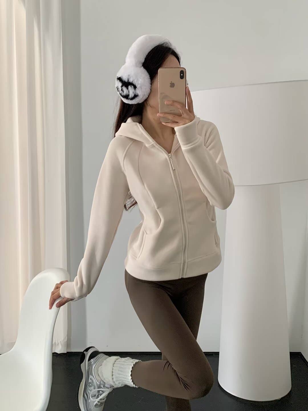 Double-sided fleece thickened warm hooded jacket