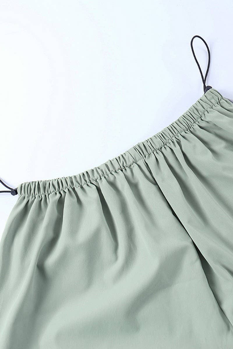 CWBLP1711_SOLID COLOR DRAWSTRING WAIST CASUAL PANTS