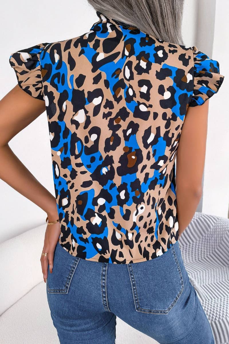CWOV0301_CHIFFON LEOPARD PRINT WOOD EAR LACE TOP