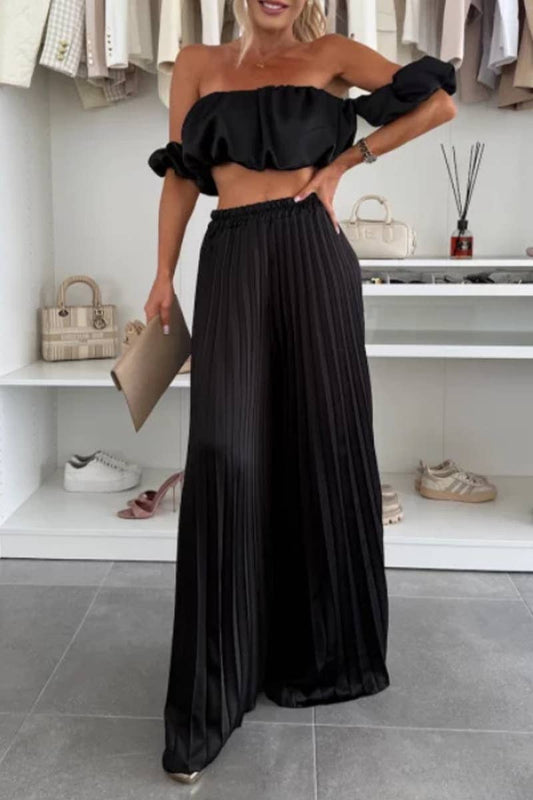 CWSS1204_SUMMER SOLID COLOR TEMPERAMENT TUBE TOP SUIT