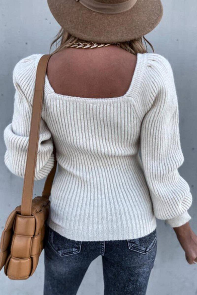 CWOSWL6622_SLIM-FIT SWEATER WITH SQUARE NECK LONG SLEEVES