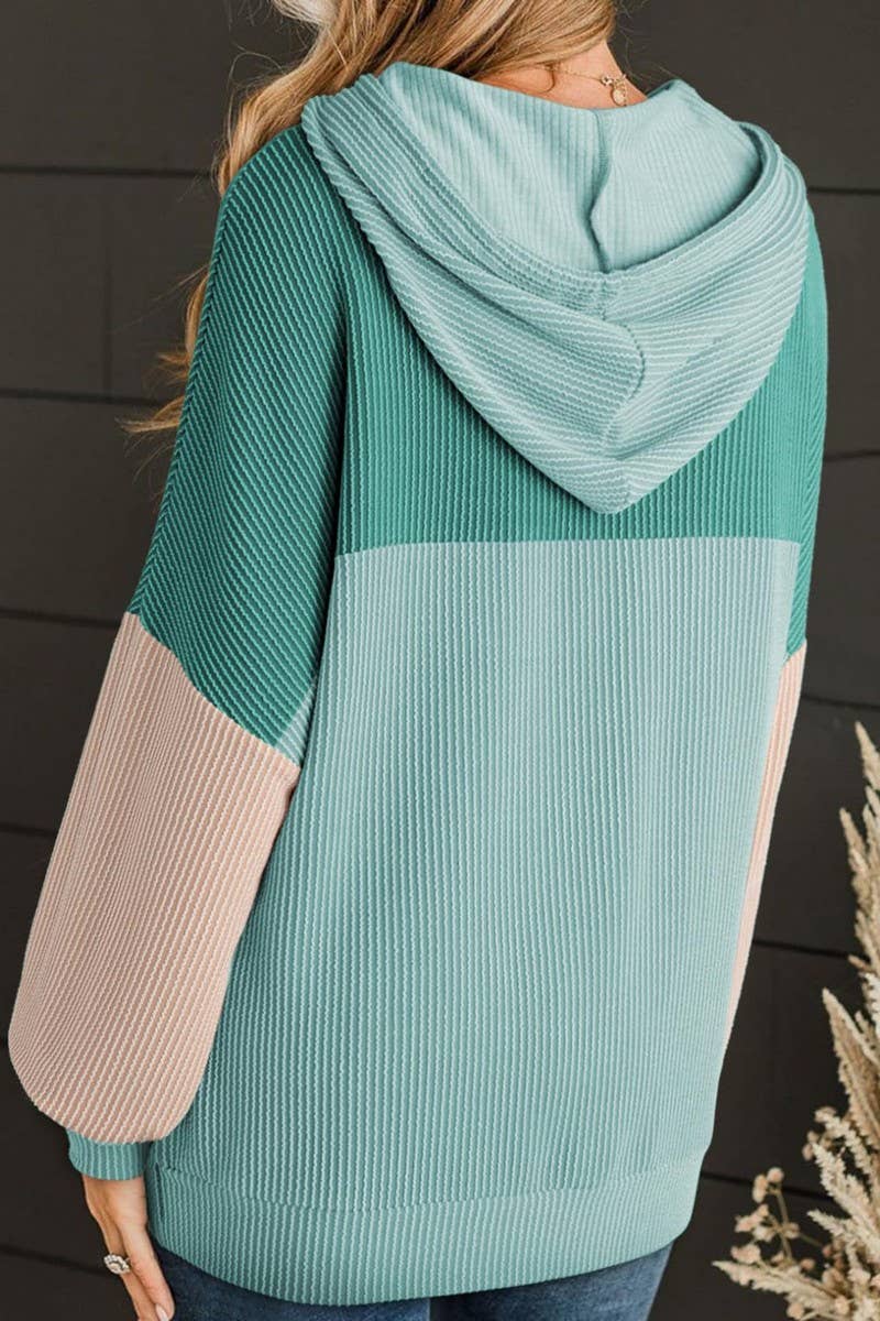 CWOHOL00597_TWIST STRIPE COLORBLOCK LONG SLEEVE HOODIE