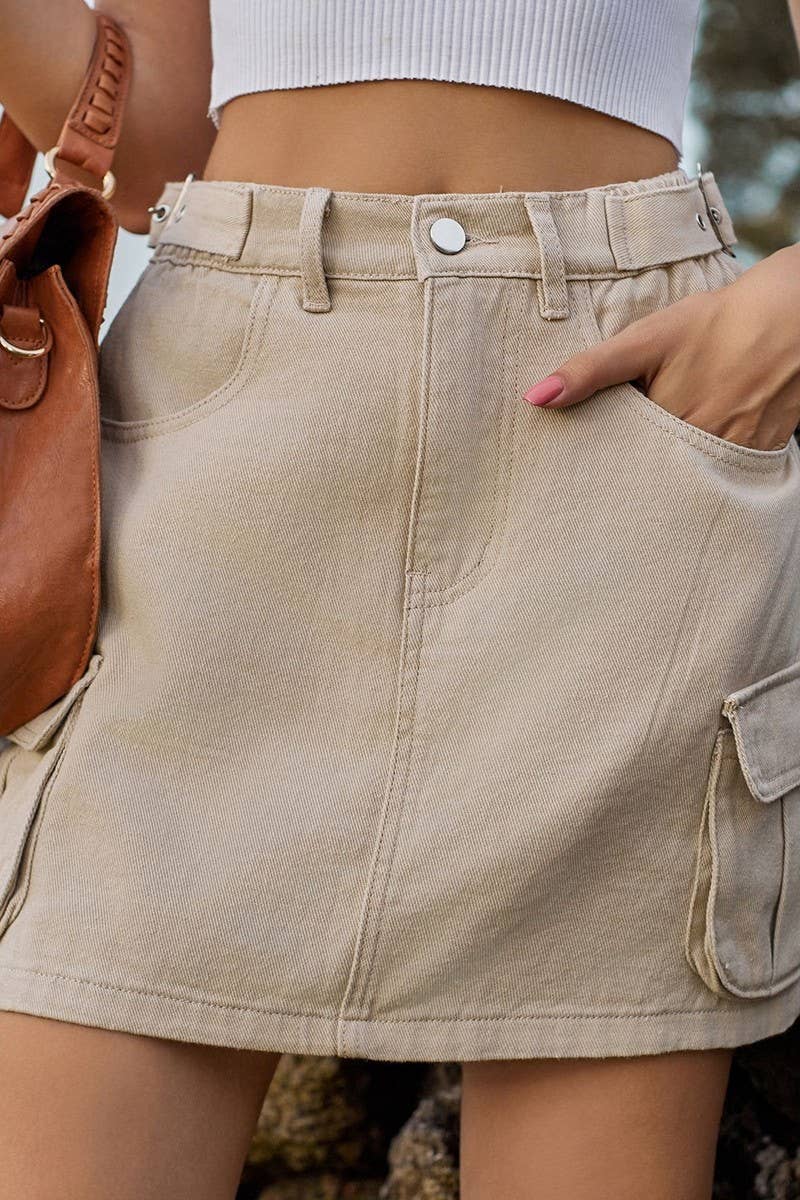 CWBSS00125_SOLID COLOR WASHED ELASTIC WAIST SHORT SKIRT