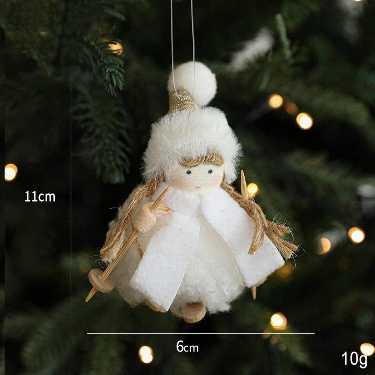 White Plush Doll Xmas Tree Cute Hanging Decor