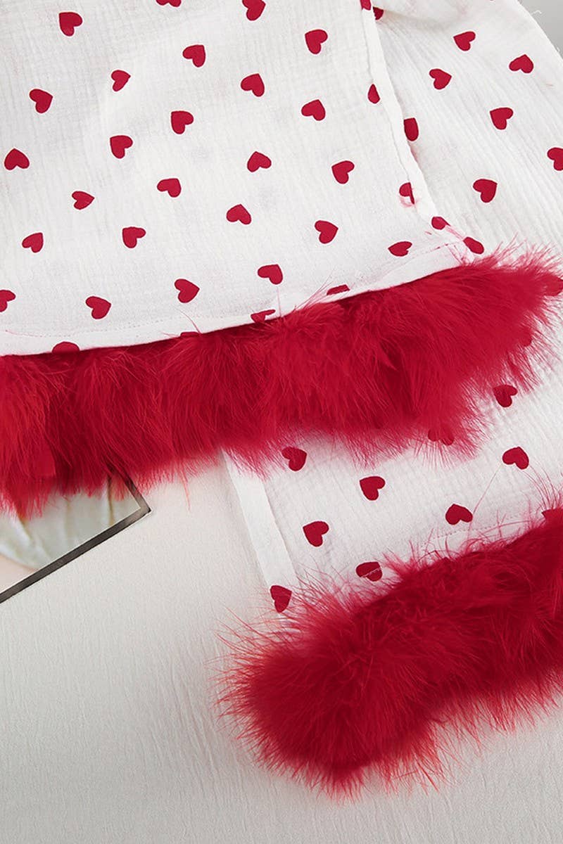 CWSPJ0385_COTTON HEART PRINT PAJAMAS TWO PIECE SET