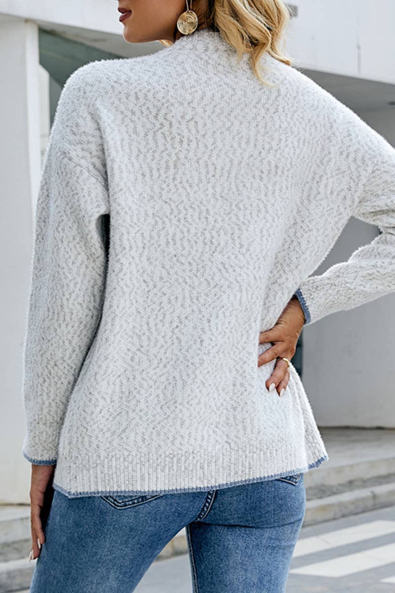 CWOCAL0350 Button Down Casual Open Front Cardigan Sweater