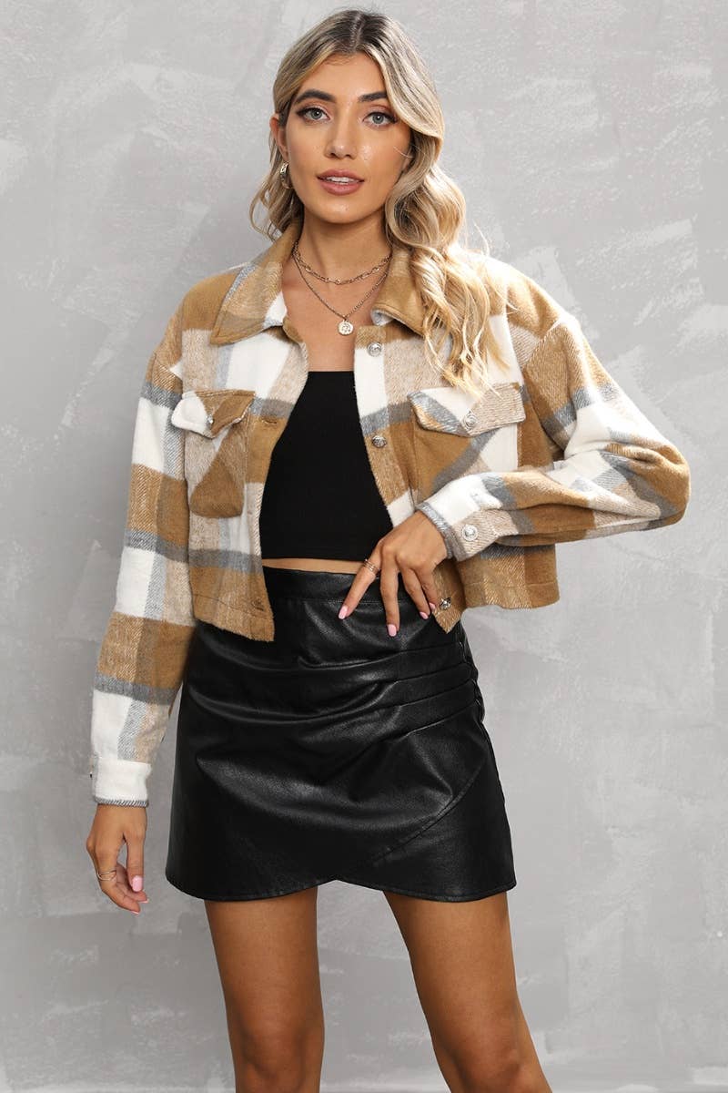 CWTSTL2089_WINTER PLAID SHIRT WITH LONG SLEEVES SHORT STYLE