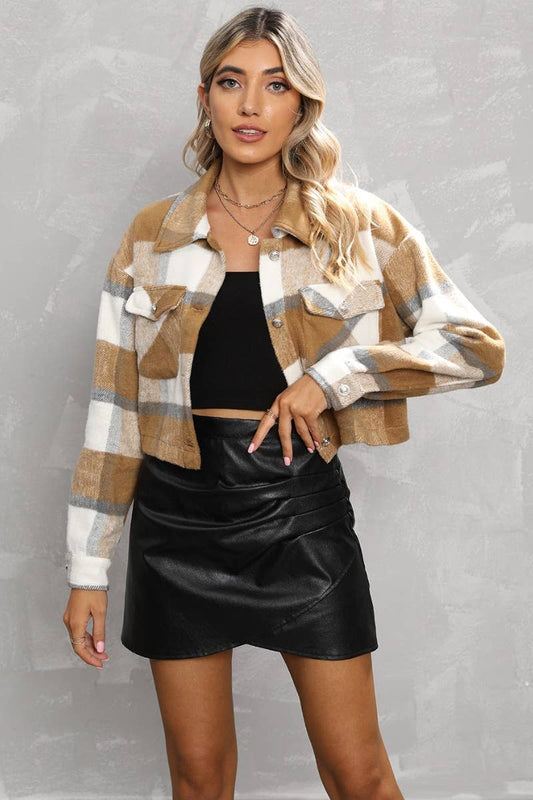 CWTSTL2089_WINTER PLAID SHIRT WITH LONG SLEEVES SHORT STYLE
