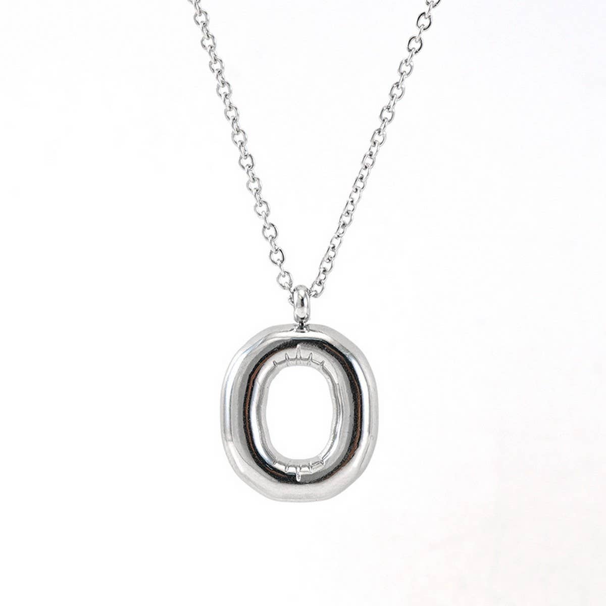 CWAJE1946_Steel Color Bubble Letter Necklace