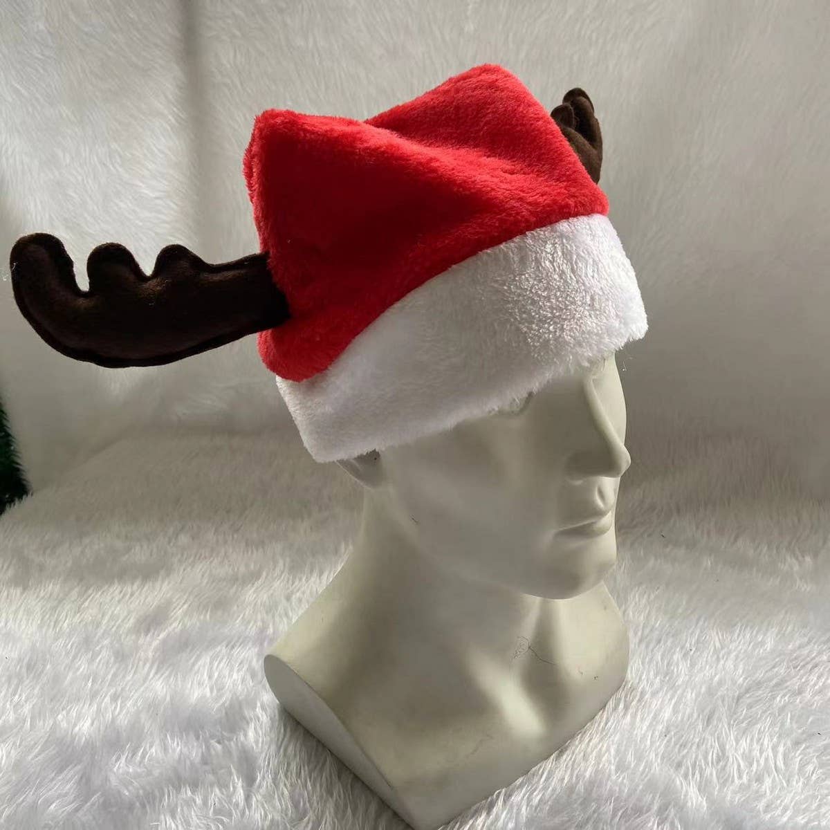 CWAH4074_CHRISTMAS SANTA CLAUS HAT WITH DEER ANTLERS