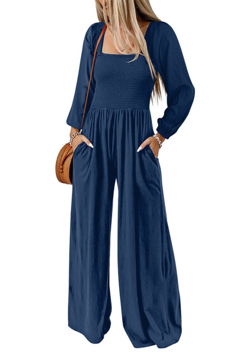 CWSJS1124_LONG SLEEVED ONE-PIECE PANTS WITH SQUARE NECK