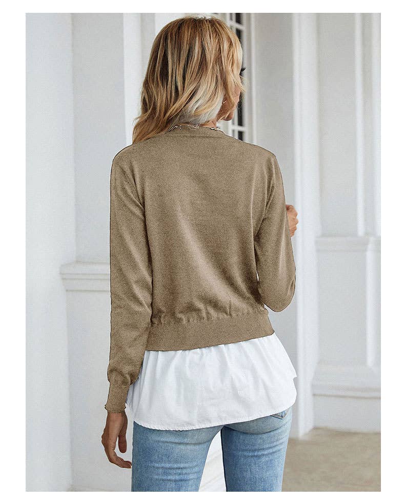 Fashionable shirt patchwork fake two-piece top