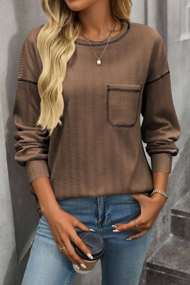 CWOSWL6851_SOLID COLOR ROUND NECK CASUAL LOOSE T-SHIRT