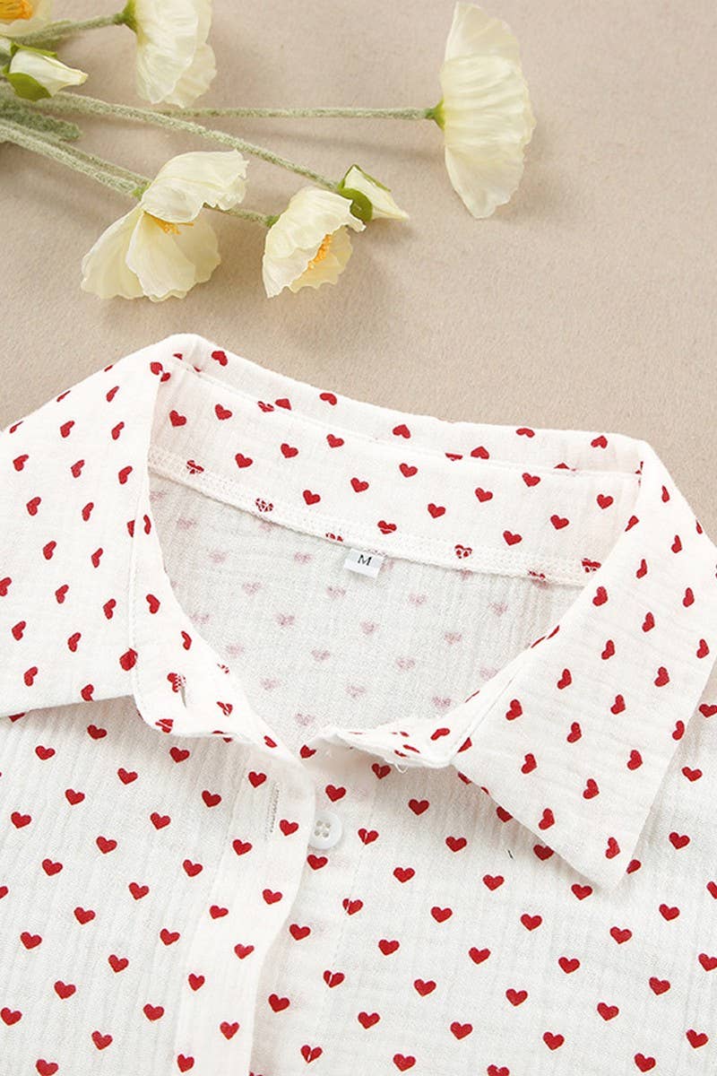 CWSPJ0069_LONG SLEEVED SHIRT WITH BUTTONS SHORTS PAJAMAS SET