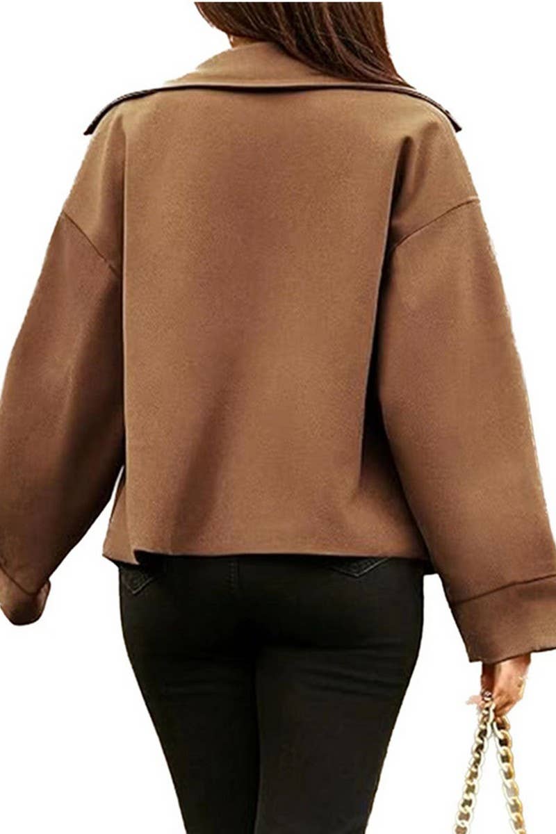 CWOBL0184_SOLID COLOR SHORT LONG SLEEVE BUTTON BLAZER