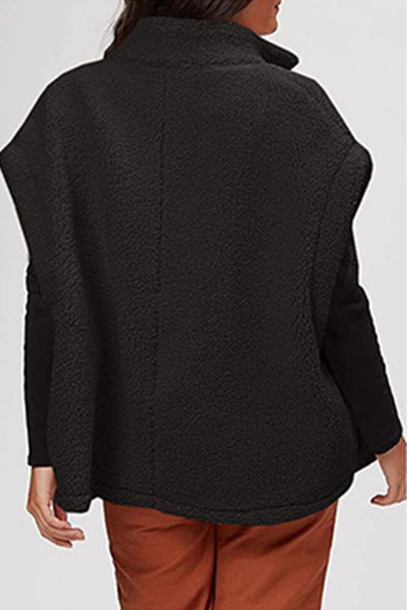 CASUAL SOLID COLOR SINGLE-BREASTED PLUSH VEST