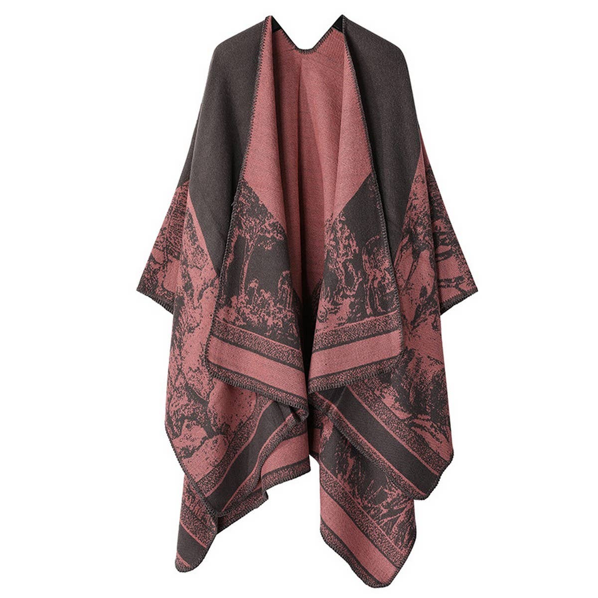 CAPE DARK DOUBLE-SIDED WARM OUTER WEAR THICK SHAWL_CWASC2116