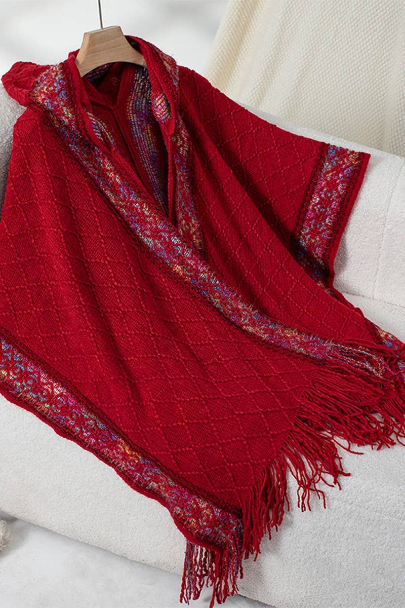 CWOCAS0048_ETHNIC KNITTED HOODED TASSEL CAPE SHAWL