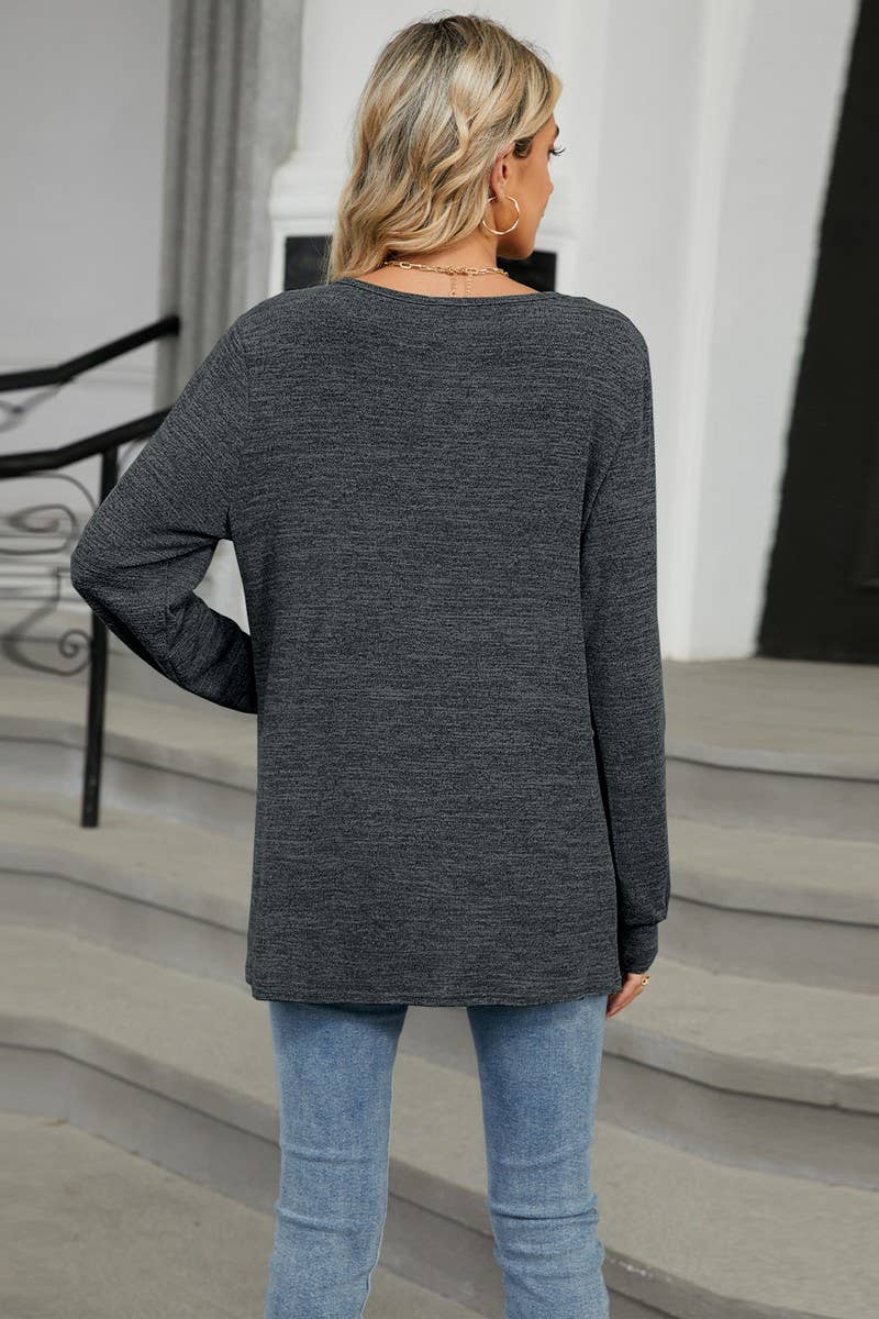 CWTBLL1866_WRINKLED BRUSHED CUTOUT LOOSE LONG SLEEVE TOP