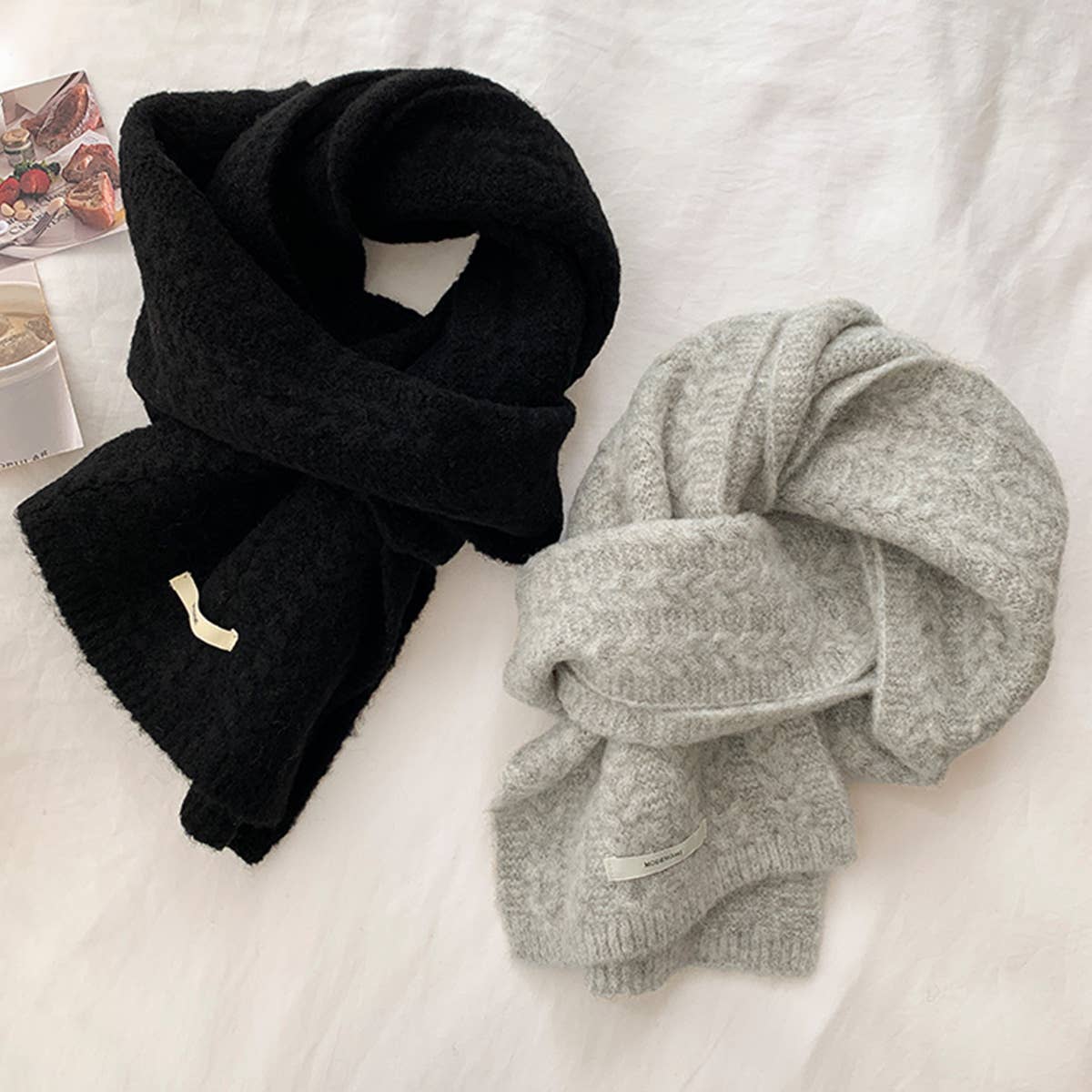 Avocado Green Wool Knit Scarf for Women,Warm_CWASC1506