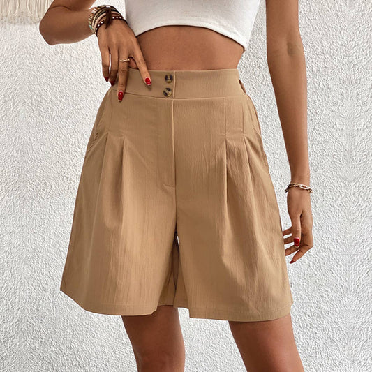 Elegant commuter high-waisted wide-leg shorts