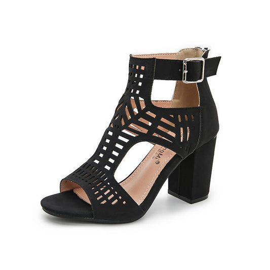 HOLLOW HIGH-HEELED SANDALS WITH THICK HEELS