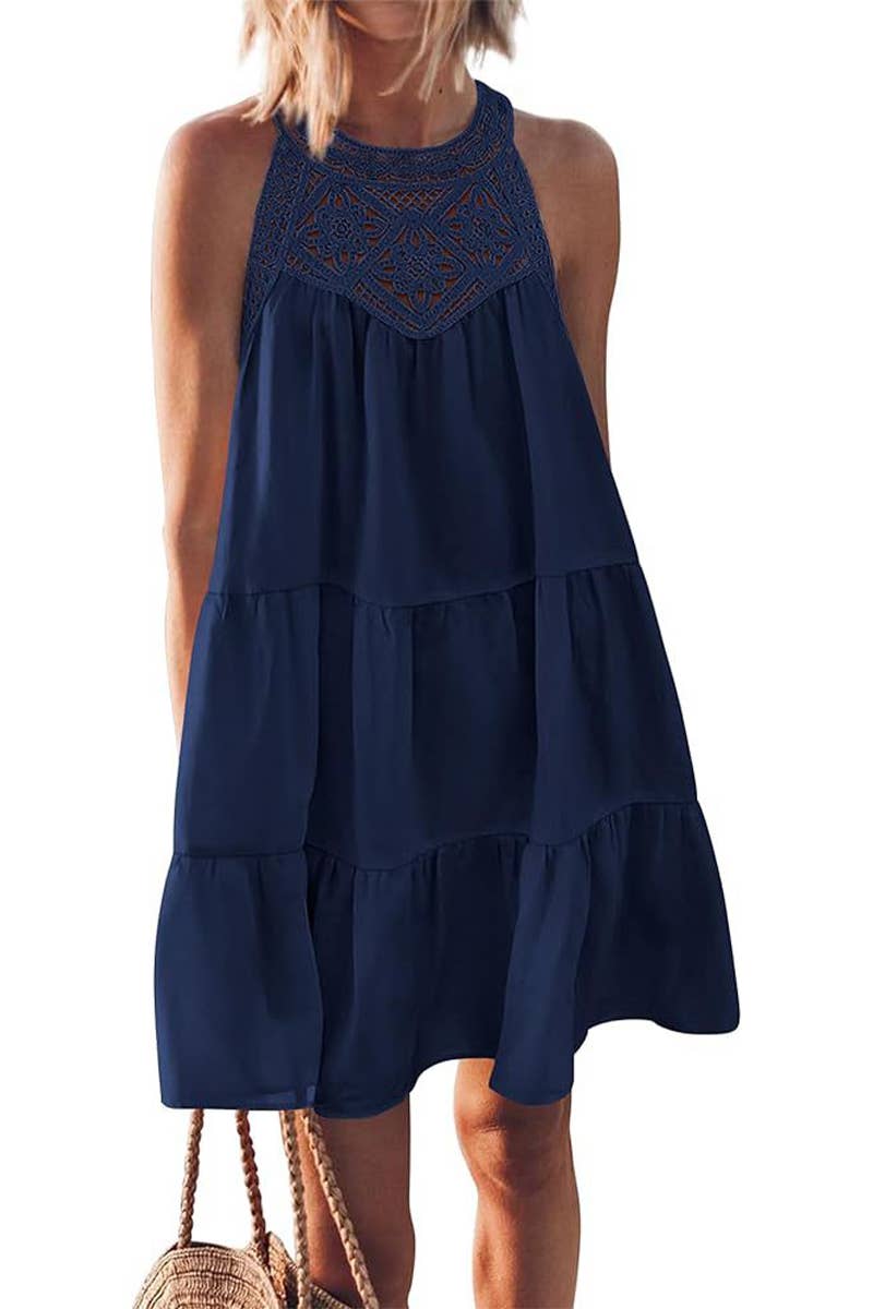 CWDSD10603_CASUAL SLEEVELESS A-LINE LAYERED TANK DRESS