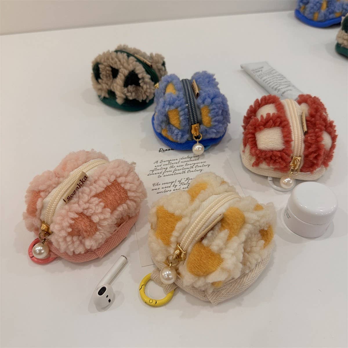 CWOSWL602 Loose V-Neck Button  Foldover Collar Sweater