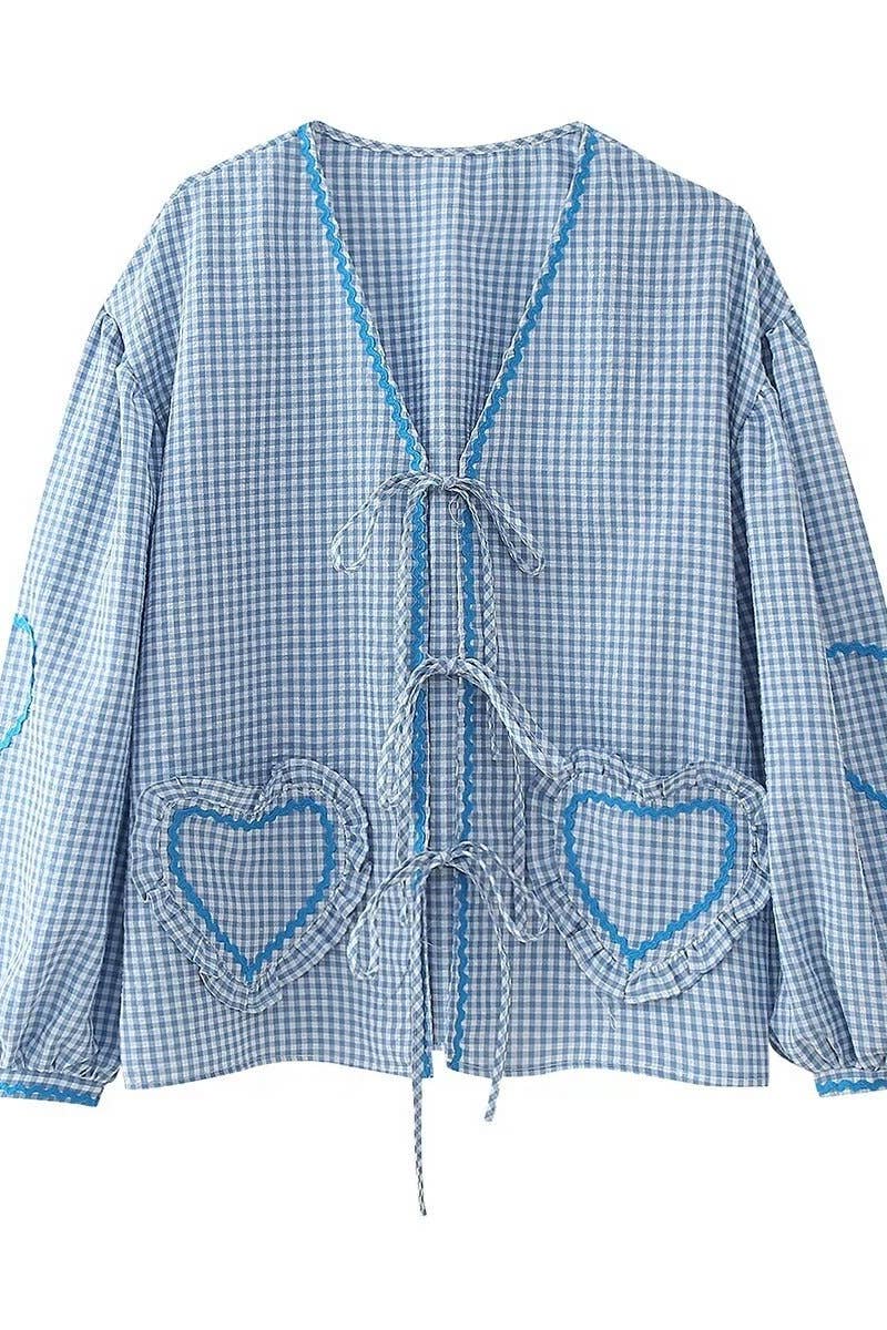 CWOCO0901_AUTUMN V-NECK LONG SLEEVE SHIRT WITH LOVE POCKET