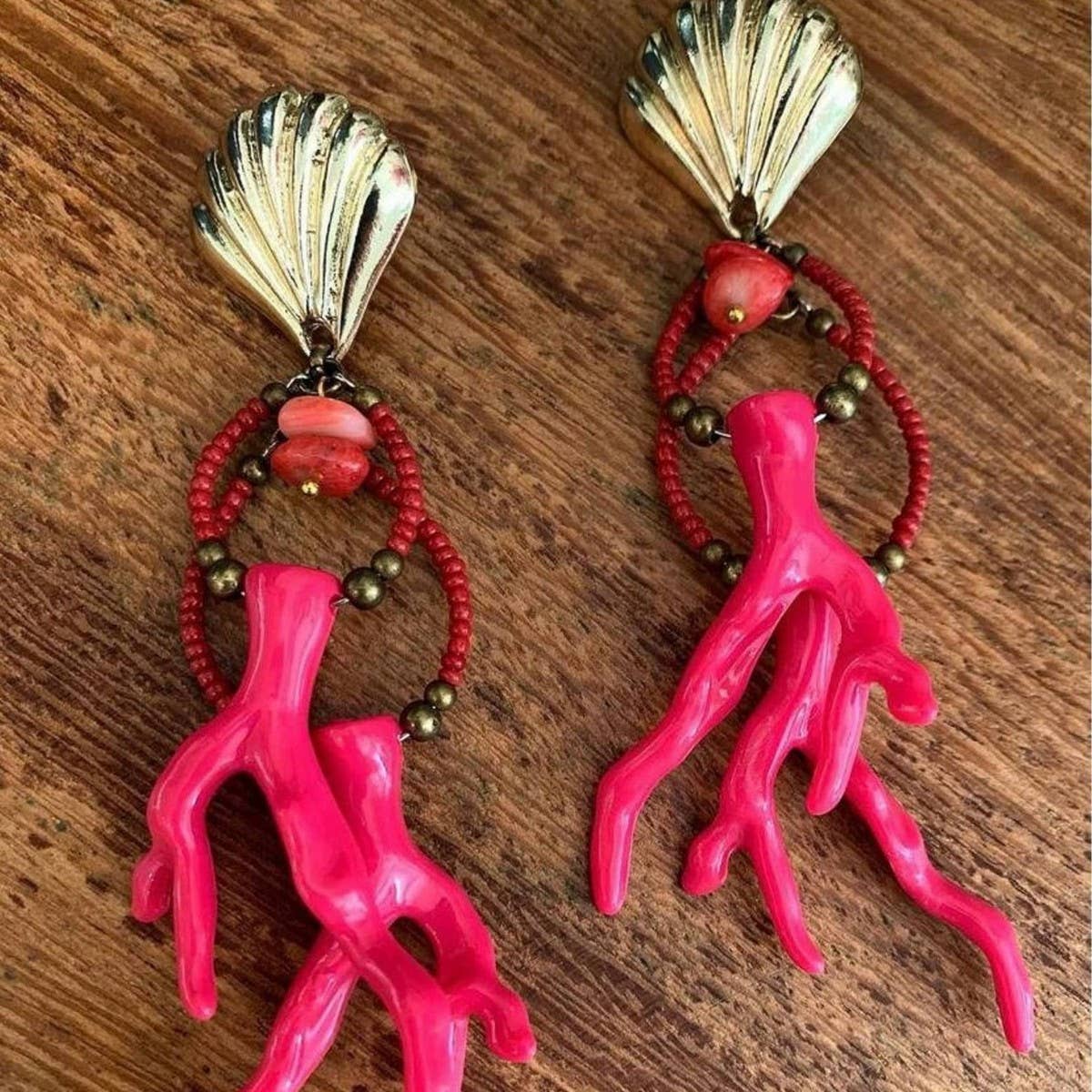 Fashion Coral Shell Ocean Earrings Stainless_CWAJE4983