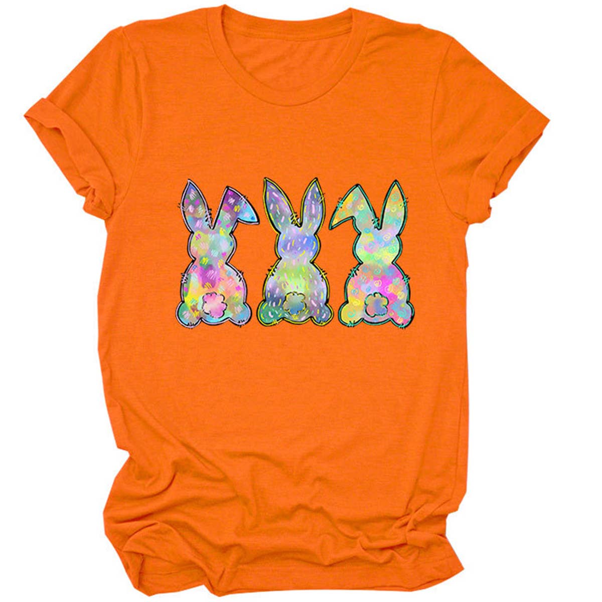 EASTER THREE BUNNIES PRINTED CREWNECK T SHIRT_CWTTS0858